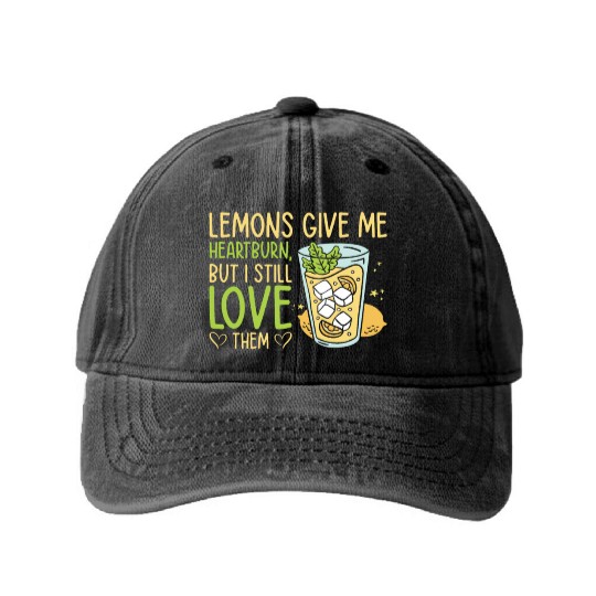 Lemon Fruit Lemonade Citrus Washed Denim Baseball Caps