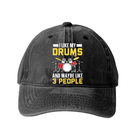 Drummer Musical Instrument Musician Drum Player Washed Denim Baseball Caps