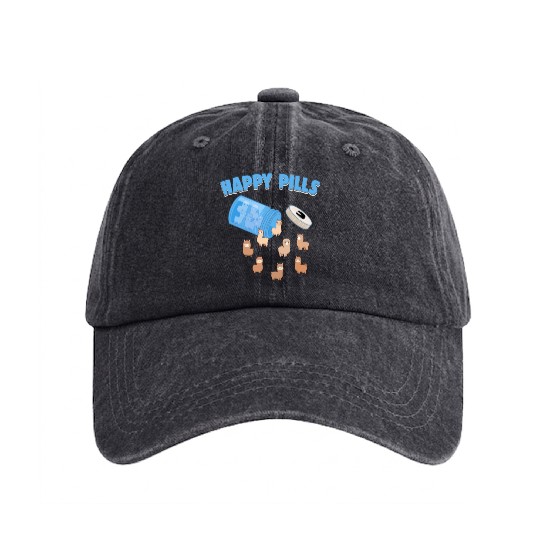 Happy Pills Farm Animal Funny Alpaca Lovers Humor Washed Denim Baseball Caps