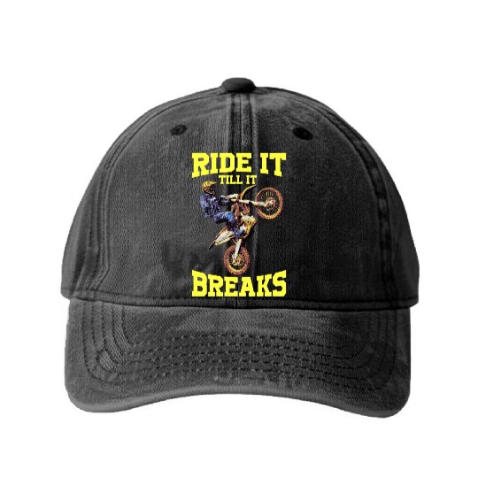 Dirt Bike Motocross Mx Dirt Track Racing Ride Till Washed Denim Baseball Caps