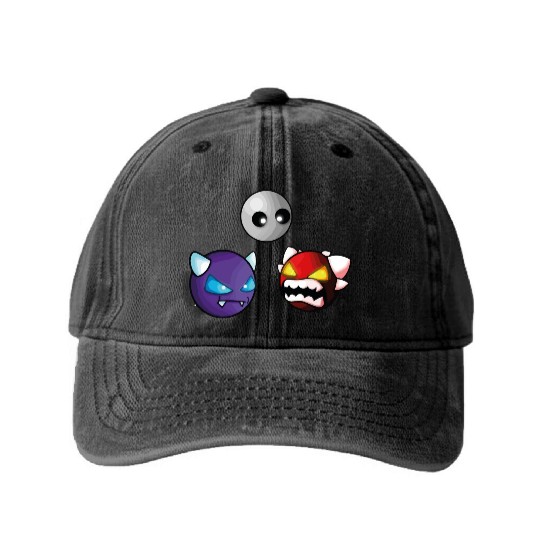 geometry dash insane game Washed Denim Baseball Caps