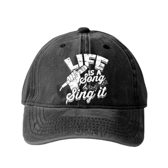 Life is a song, sing it - Music Washed Denim Baseball Caps