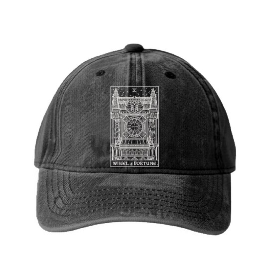 Wheel of Fortune Tarot Card Shadow Edition Washed Denim Baseball Caps