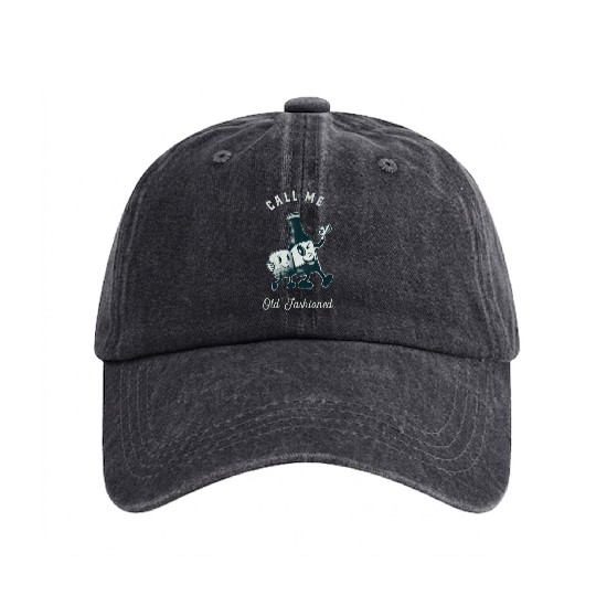 Bourbon Lover Call Me Old Fashioned Washed Denim Baseball Caps