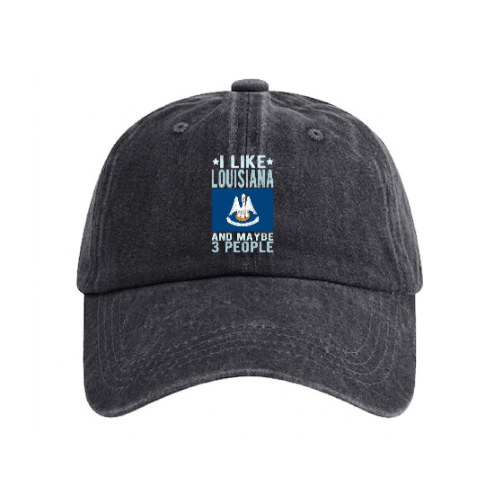 Louisiana Flag US State Washed Denim Baseball Caps