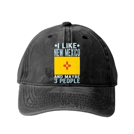 New Mexico Flag US State Washed Denim Baseball Caps