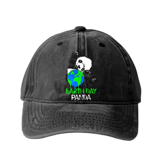 Earth Day Panda Washed Denim Baseball Caps