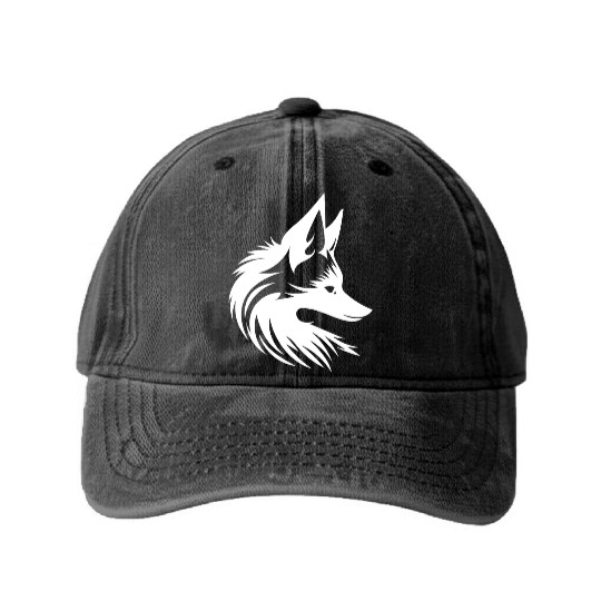 Cute Cute Fox Tattoo Portrait Style Washed Denim Baseball Caps