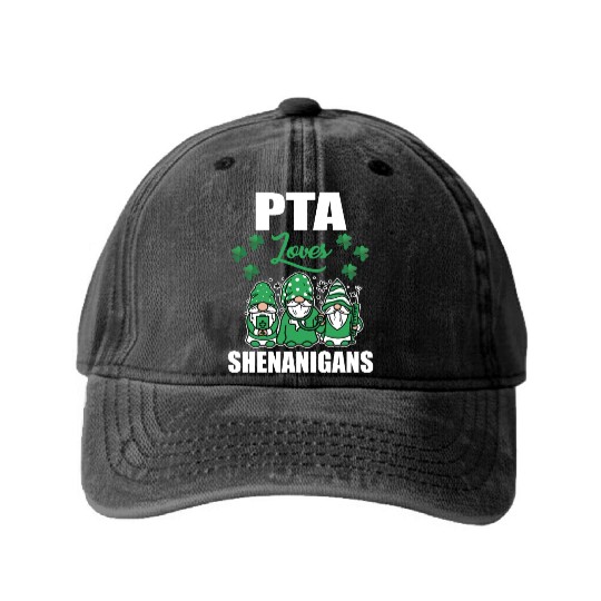 PTA Loves Shenanigans Irish St. Patricks Day Washed Denim Baseball Caps