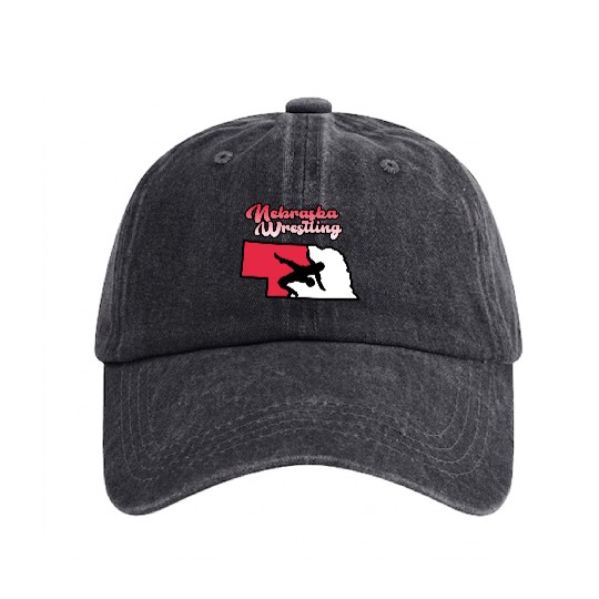 Nebraska Wrestling (State Colors) Washed Denim Baseball Caps