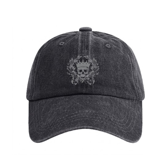 Skull with Crown Halloween Metal Tattoo Skull Washed Denim Baseball Caps