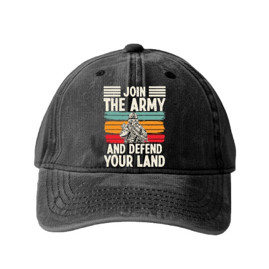 Soldier join army defend your land military Washed Denim Baseball Caps