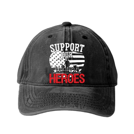 Soldier support our heroes military army veteran Washed Denim Baseball Caps