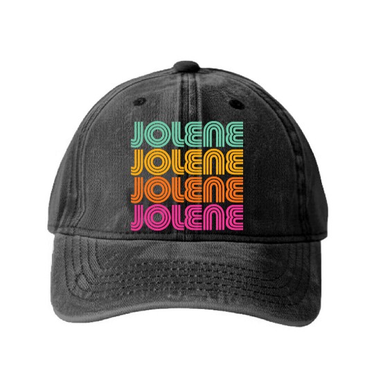 Jolene Retro Vintage 70s 80s Rainbow Pink Song Sun Washed Denim Baseball Caps