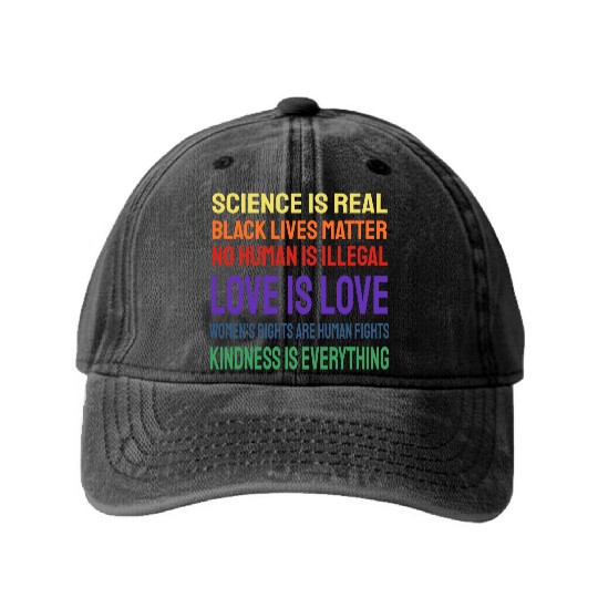 Science Is Real Black Lives Matter Washed Denim Baseball Caps