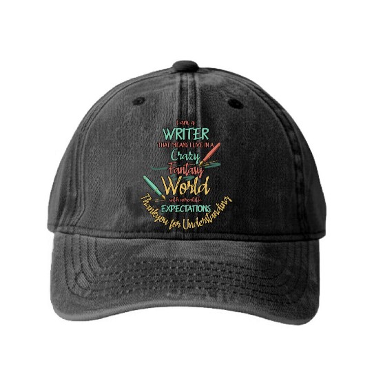 Writer Live In Fantasy World Author Washed Denim Baseball Caps