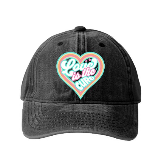 LOVE IS THE CURE (blue) Washed Denim Baseball Caps