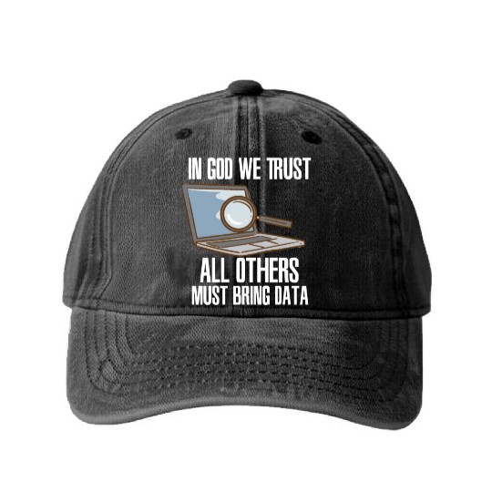 In God We Trust All Others Must Bring Data Washed Denim Baseball Caps