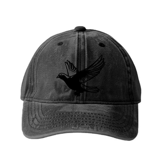 Pigeon In Flight With Wings Washed Denim Baseball Caps