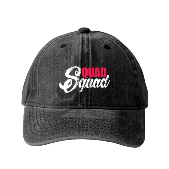 Quad Squad ATV Four Wheeler Rider Biker Washed Denim Baseball Caps