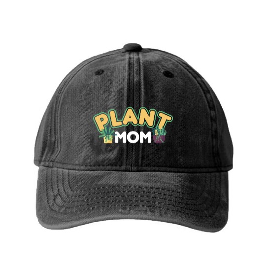 Plant Mom Plant Whisperer Plants Cactus Lover Washed Denim Baseball Caps