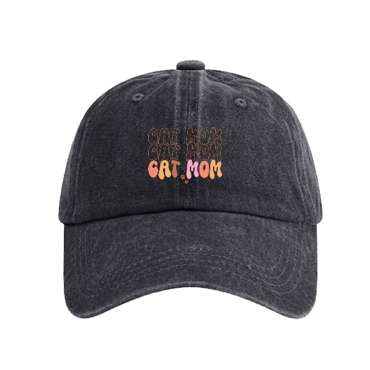 Cat Mom Quotes Washed Denim Baseball Caps