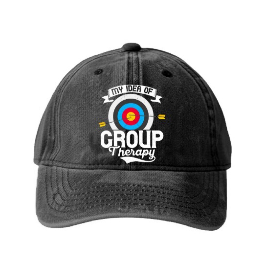 My Idea Of Group Therapy Bow & Arrows Target Arche Washed Denim Baseball Caps
