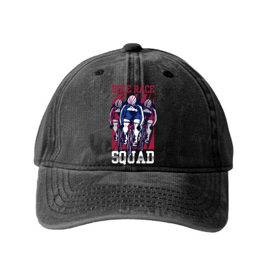 Bike Race Squad Racing Racer Cycling Bicycle Washed Denim Baseball Caps