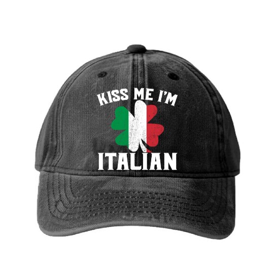 Kiss Me I'm Italian St. Patrick's Day I'm Italian Washed Denim Baseball Caps