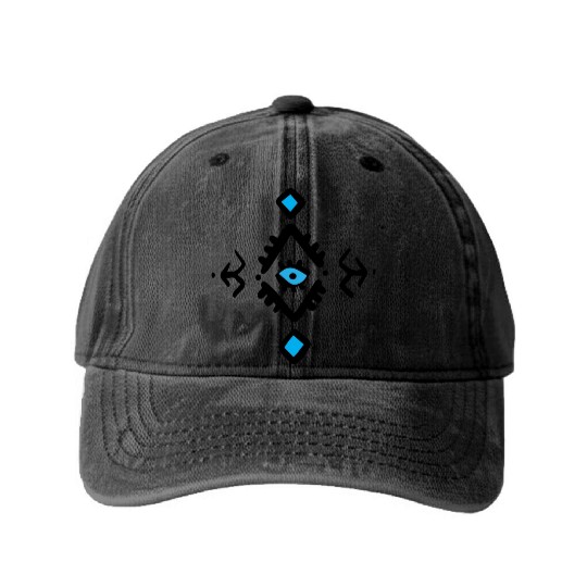 Greek Evil Eye Washed Denim Baseball Caps