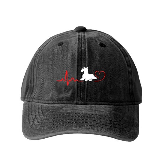 Scottie Dog Heartbeat Scottish Terrier Washed Denim Baseball Caps