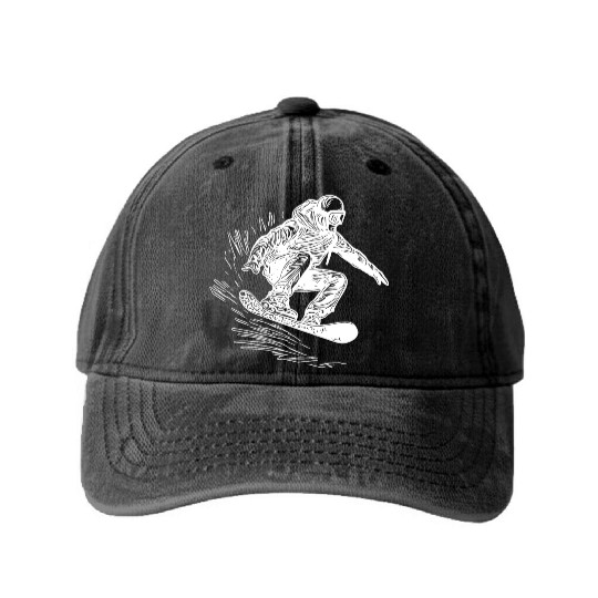 Snowboarding Jump Style Crass Snowboard Move Washed Denim Baseball Caps