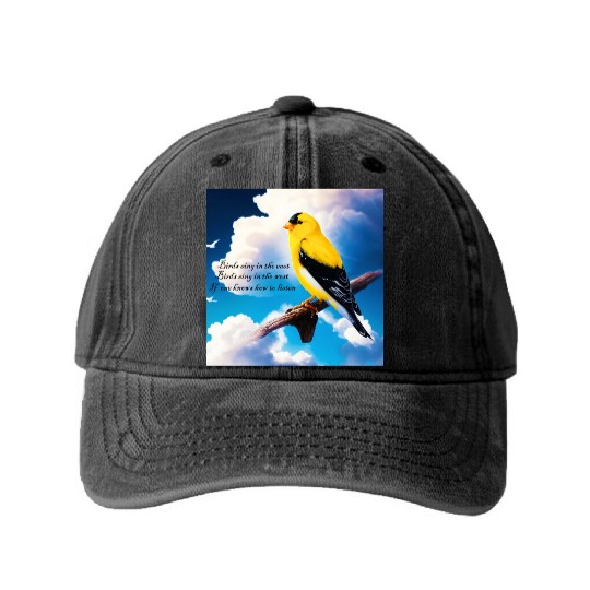 Birds sing Washed Denim Baseball Caps