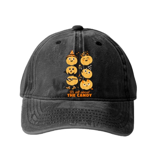 Halloween Pumpkin Cute Kids Candy Washed Denim Baseball Caps