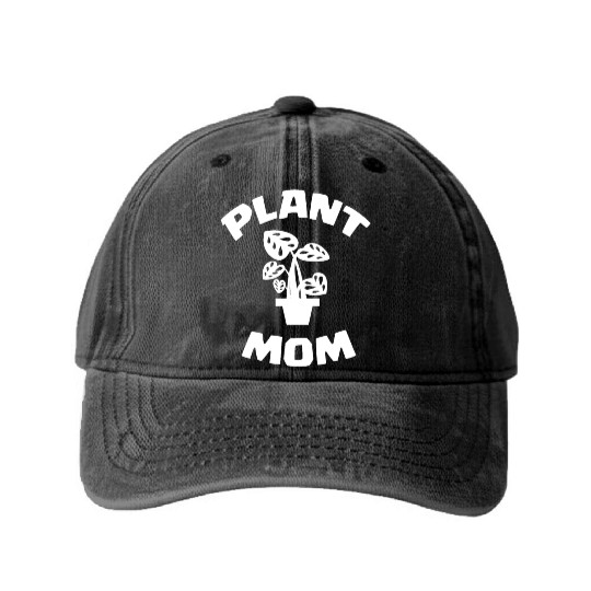 Plant Mom Washed Denim Baseball Caps