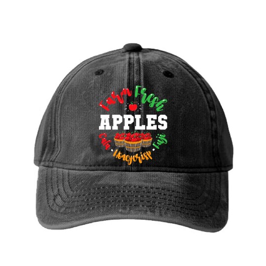 Apple Picking Farmer Fall For Toddlers Kids Women Washed Denim Baseball Caps