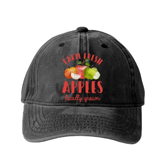 Apple Picking Farm Fresh Apples Farmer For Kids Washed Denim Baseball Caps