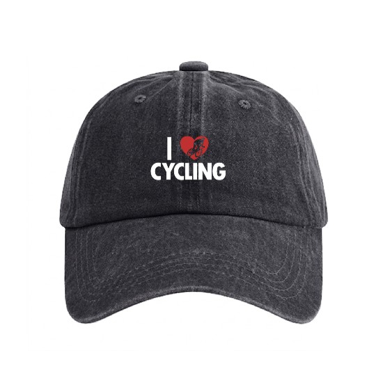 I love Cycling City Bike Cyclist Gravel Bicyclist Washed Denim Baseball Caps