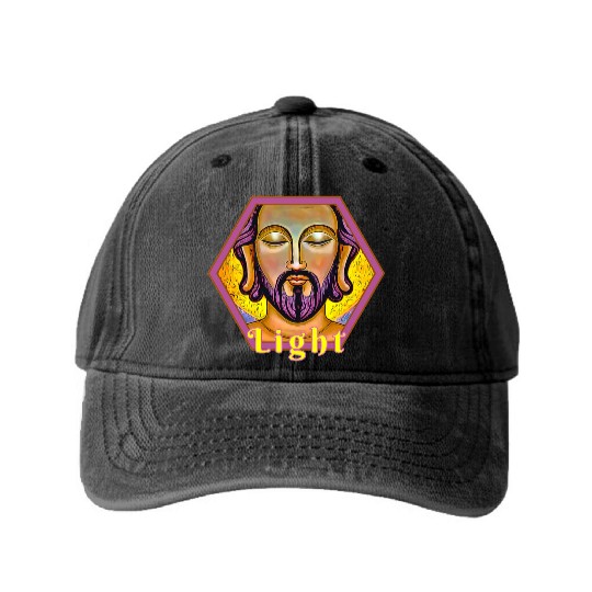 LIGHT Jesus as Buddha Washed Denim Baseball Caps