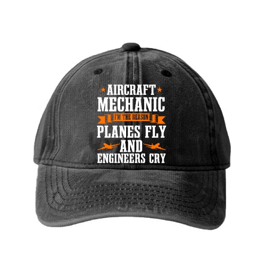 Aircraft Mechanic Washed Denim Baseball Caps