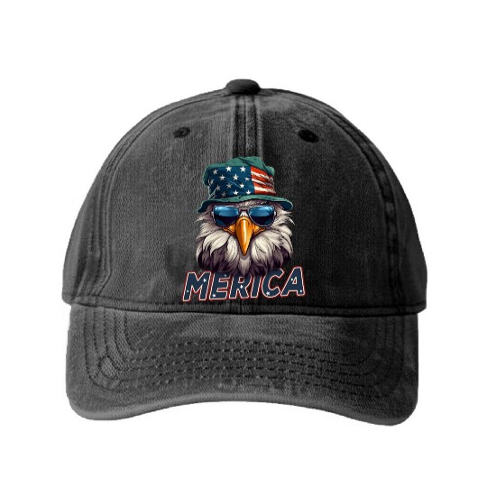 Proud American Independence Day Freedom Washed Denim Baseball Caps