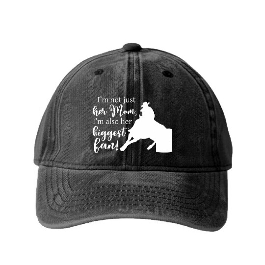 Mom Barrel Racing Horse Riding Racer Back Print Washed Denim Baseball Caps