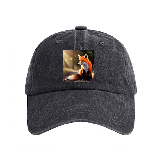 Logo Fox Washed Denim Baseball Caps