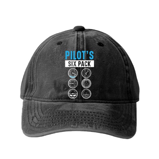 Airplane Plane Pilot Aviator Sky Flight Instructor Washed Denim Baseball Caps