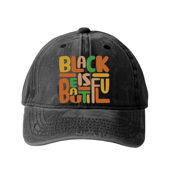 Black Is Beautiful Washed Denim Baseball Caps
