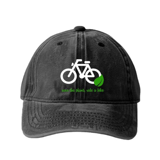 Save The Planet Ride A Bike Washed Denim Baseball Caps