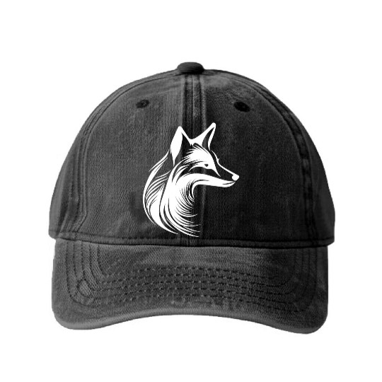 Beautiful Tattoo Fox Portrait Washed Denim Baseball Caps