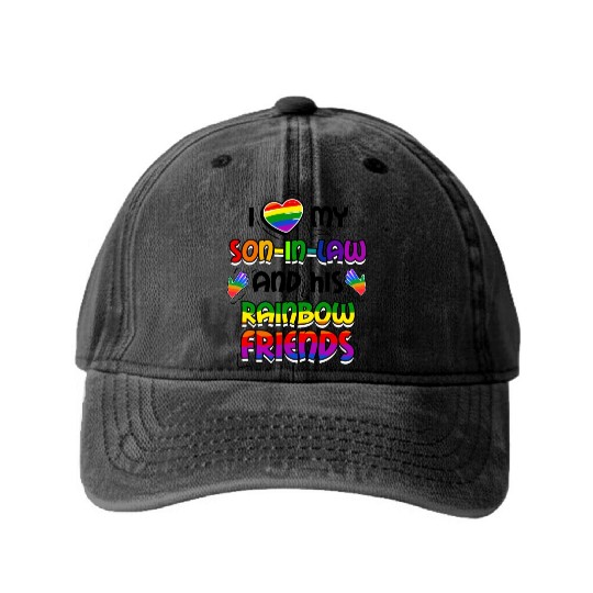 I Love My Son In Law And His Rainbow Friends LGBT Washed Denim Baseball Caps