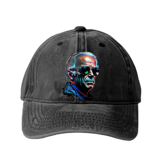 hyperrealistic portrait of a cyberpunk Joe Washed Denim Baseball Caps