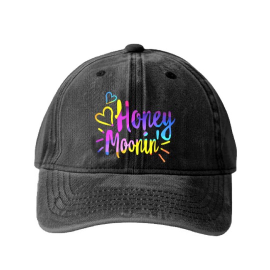 Honeymoonin Washed Denim Baseball Caps Newlywed Washed Denim Baseball Caps Wifey Hubby